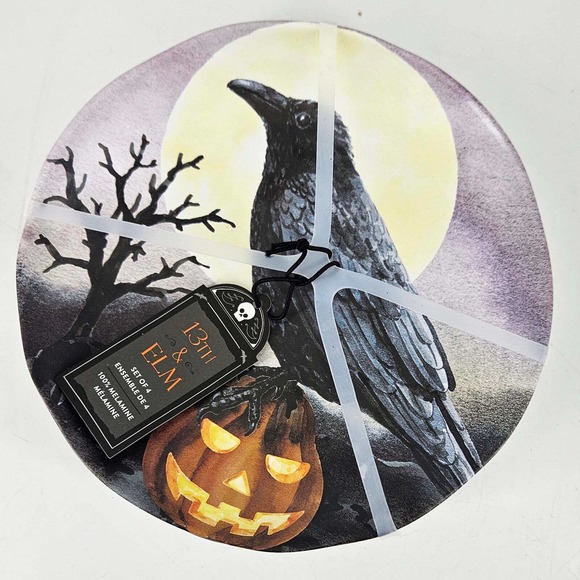 4 Halloween melamine crow jack o´ lantern bat skeleton...